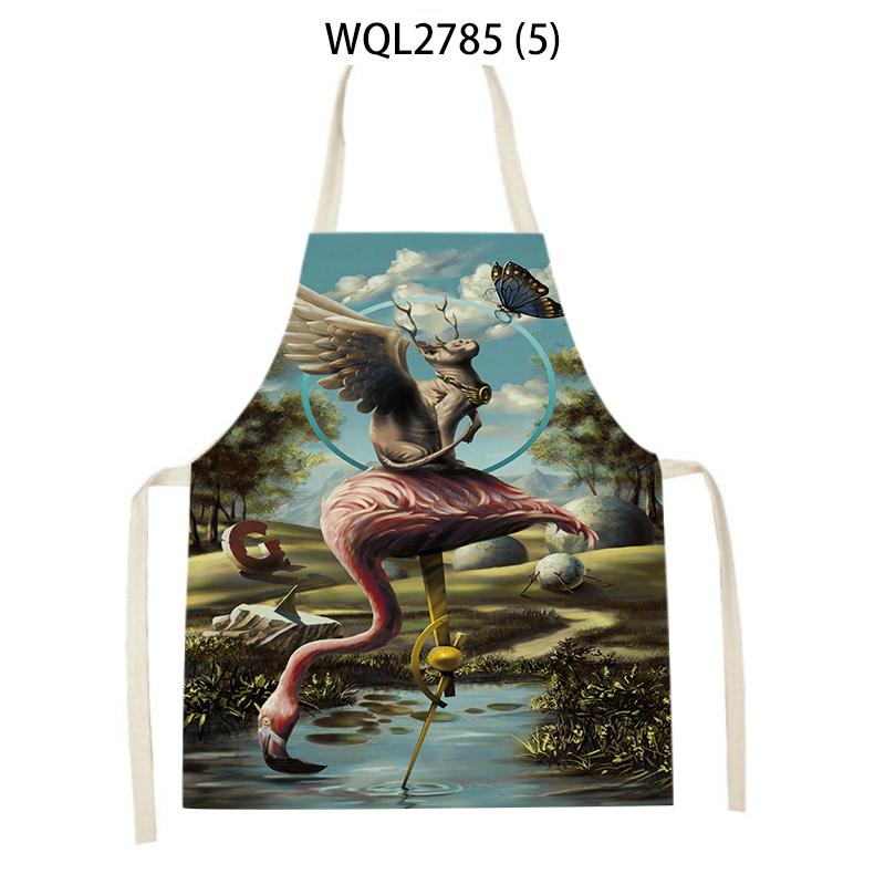 1pcs Nature Ocean Scenery Animal Print Apron Men and Women Kitchen Baking Baking Accessories Bib Antifouling Apron