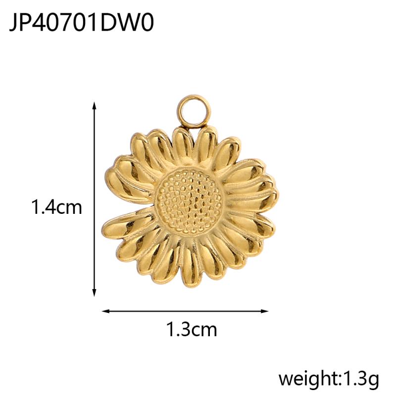 CARLIDANA Stainless Steel Waterproof sunflower Cross Heart Star Butterfly Pendants Gold Geometric Charm DIY Jewelry Accessories