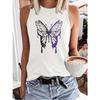 Shirt butterfly animal print vest T-shirt sleeveless round neck