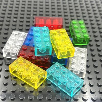 10 stücke 2x4 Punkte Kleine Partikel Transparent Klar Ziegel Baustein Teile Spielzeug für Kinder DIY Haus Wasserfall Kompatibel 3001