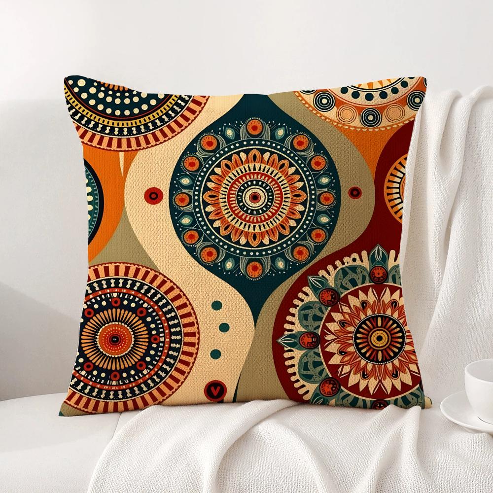 Bohemian Style Cushion Cover Natural Linen Organic Fabric DoubleSided Printing Sofa Home Decor Gift Pillow Cover