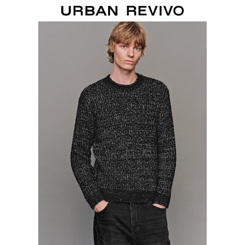 UR2025 Men s Stylish Mélange Round Neck Knit Sweater S