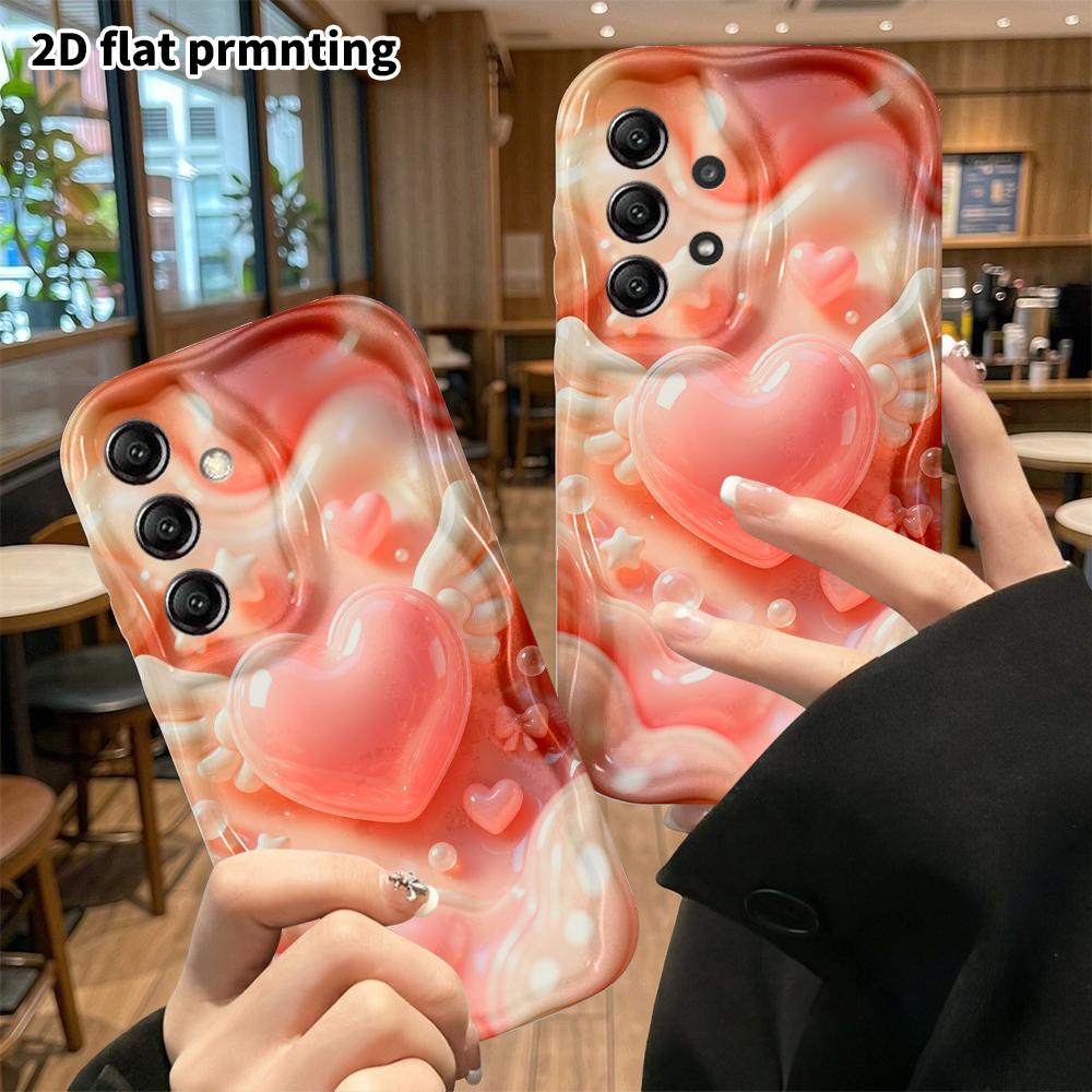 Phone case: 2D flat, suitable for Samsung Galaxy A34 A35 M05 M06 S20 S22 S21 FE Plus 5G protective case, angel heart, perfect Christmas and Halloween 