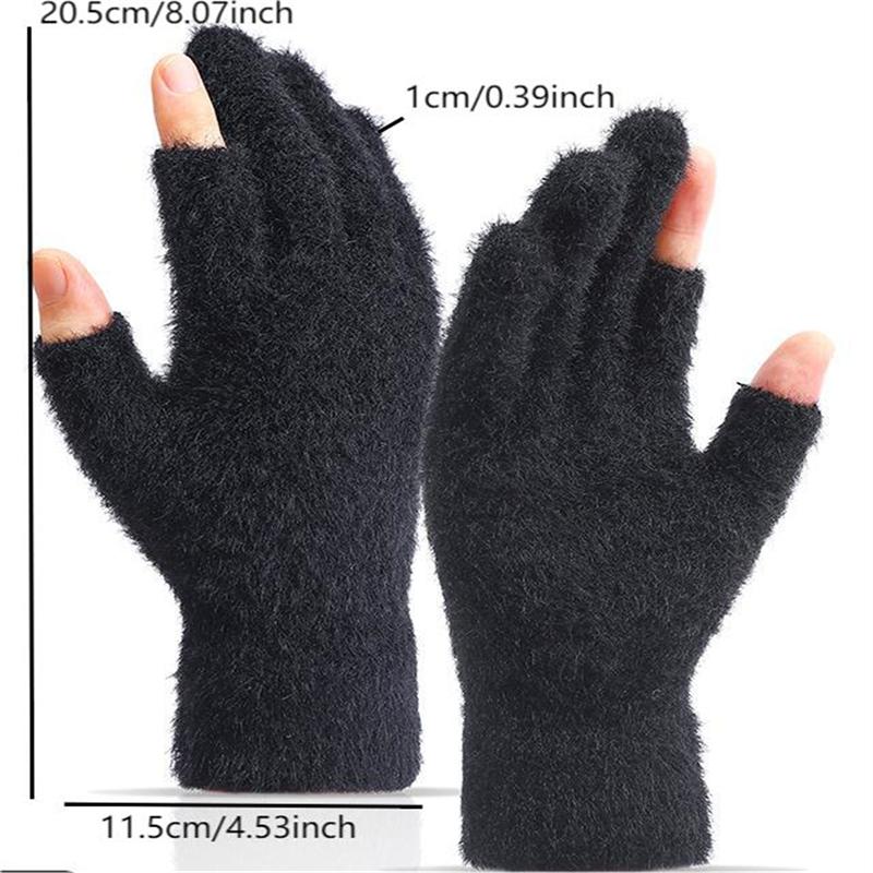 Gants d'étudiant en écriture à deux doigts chauds et à la mode, gants épais et rembourrés pour le froid