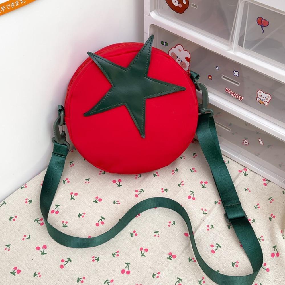 

Solid Color Tomato Shape Crossbody Bag Message Bag Mobile Phone Pack Funny Shoulder Bag Daily красный