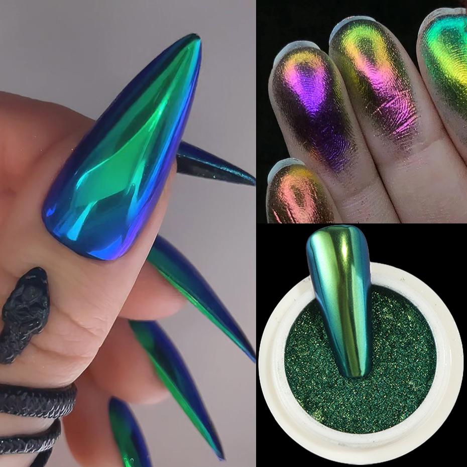 Xiaomi Chrome Chameleon Nail Powder Pigment Marmalade Metallic Magic Mirror Nail Art Powder Glitter Rubbing Dust Decorations Manicure