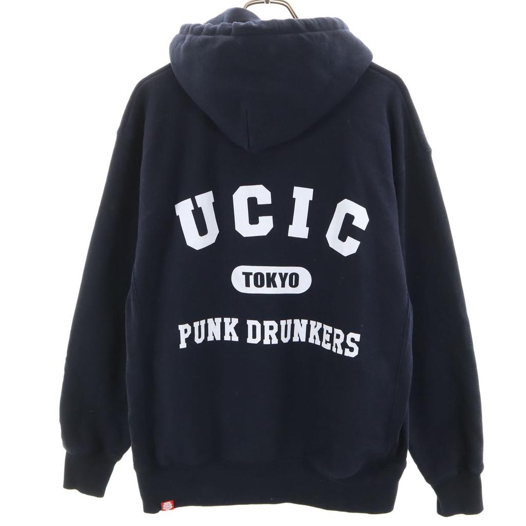 PUNK DRUNKERS Long Sleeve Sweatshirts M Navy Back Brushed Men's Used