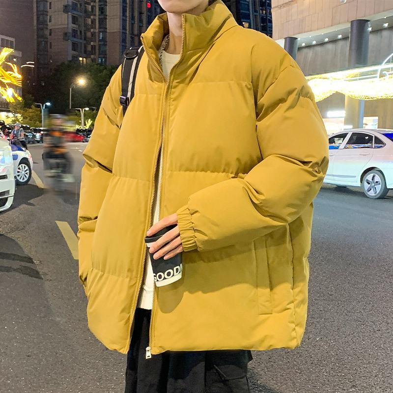 Padded Clothes Men's Winter New American Retro Thickened Loose Padded Clothes Jacket Solid Color Large Size Stand-up Collar Bread Clothes Padded