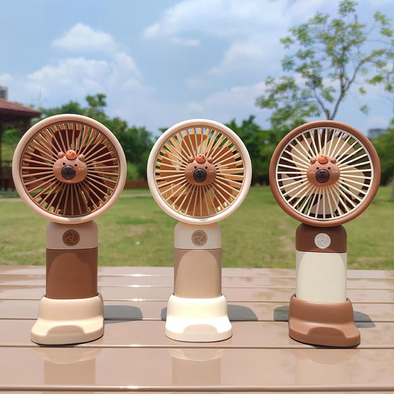Cute Cartoon Capybara Portable Mini Pocket Cooling Fan  Detachable Dock Handheld Fan Outdoor Usb Charging Small Fan Gifts