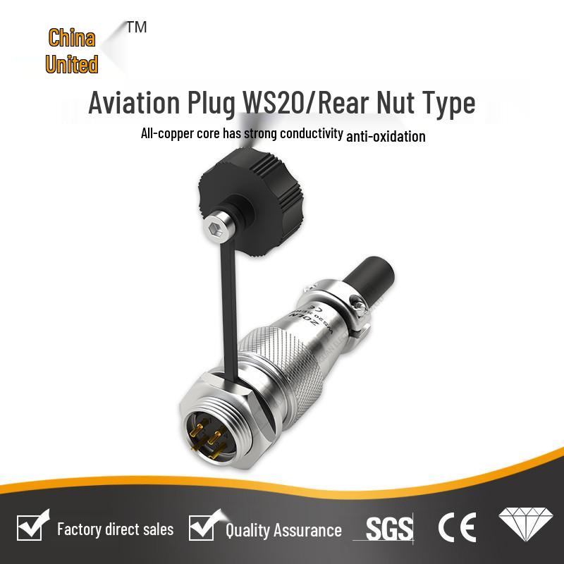 WS16 Aviation Flange Connector: Male & Female Docking, 2/3/4/5/7/9/10 Pins, 4-Core Cable Socket
