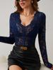 2024 Autumn/Winter Floral Lace Fan-Shaped Blouse for Women