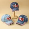 Shiny Rhinestone Cowboy Baseball Cap, Decorated With Glittering Crystal Stars / Heart-Shaped Embellishments. Adjustable Casual S