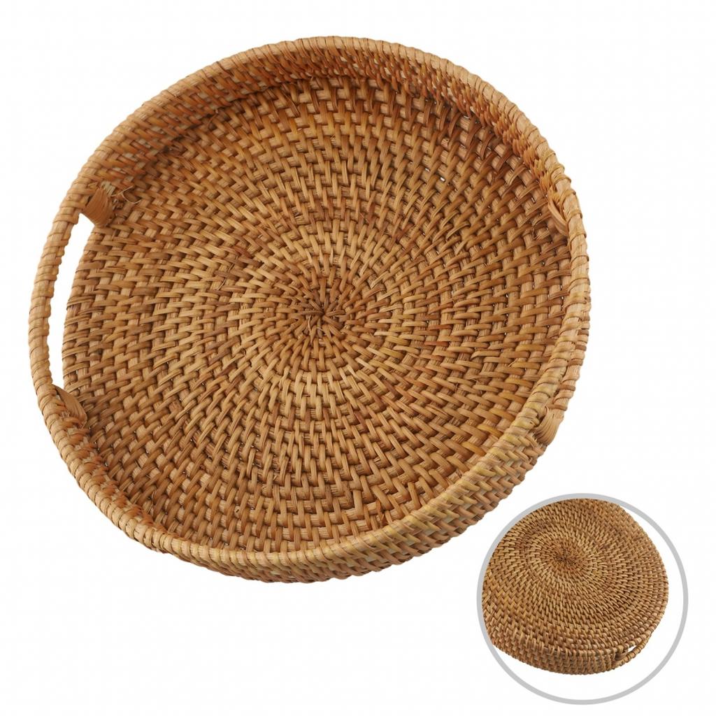 Rattan Woven Tray Serving Storage Trays Storage Basket for Home Kitchen Picnic