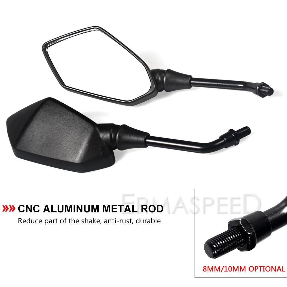 Univerzální 8mm 10mm zpětná zrcátka Motocykl uhlíková vlákna černá ABS plast Zpětná zrcátka Boční zrcátka