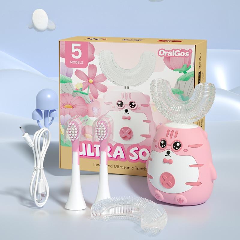 

Детская электрическая зубная щетка Мультяшная силиконовая мягкая щетина Перезаряжаемая Чистка Защита десен