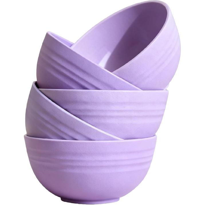 Unbreakable Cereal Bowls Wheat Straw Bowl - Noodle Fruit Soup Bowl Rice Bowls Dishwasher Microwave Safe Cereal Bowl Sets 4Pcs
