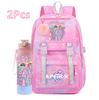 2Pcs/set K-pop Printed Backpack with 750Ml Water Bottler for Teenager Girl Boy Bookbag Kid Gift Large Capacity waterproof Travel Bag Mochila