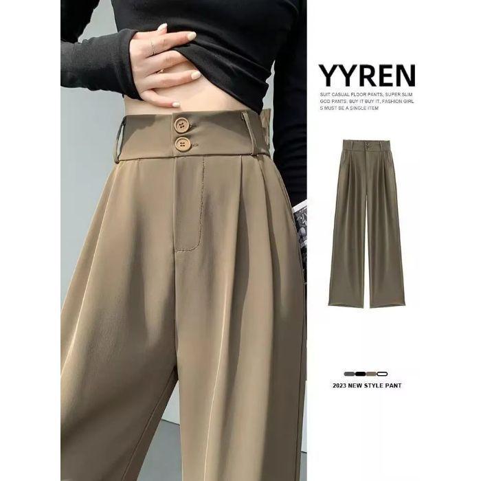 

Женские брюки с высокой талией, облегающие, с широкими штанинами - Новинка Весна и Осень 2025 3X Large кофейный