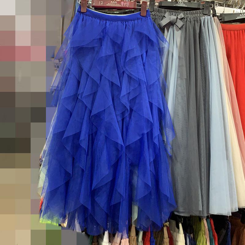 Irregular Mesh Women's Skirt Autumn/Winter 2025: Multi-Layer Cake Puffy Long Skirt, Super Fairy Temperament Dress