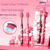 Beno Curved Toothbrush with Extended Head, Soft Bristles, Gum Protection, Strawberry Bear Design for Couples.