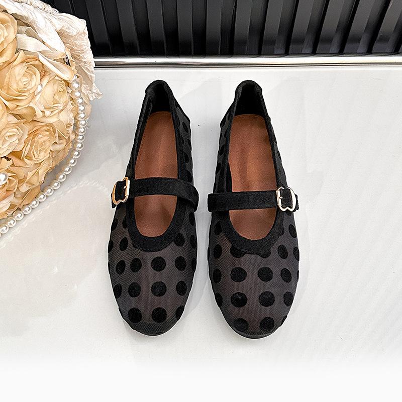 Flats for Women Mesh Ballet Flats Mary Jane Shoes Slip On Casual Breathable Ballerina Flats Womens Summer Round Closed Toe Mary Jane Flats Dress Shoes 36