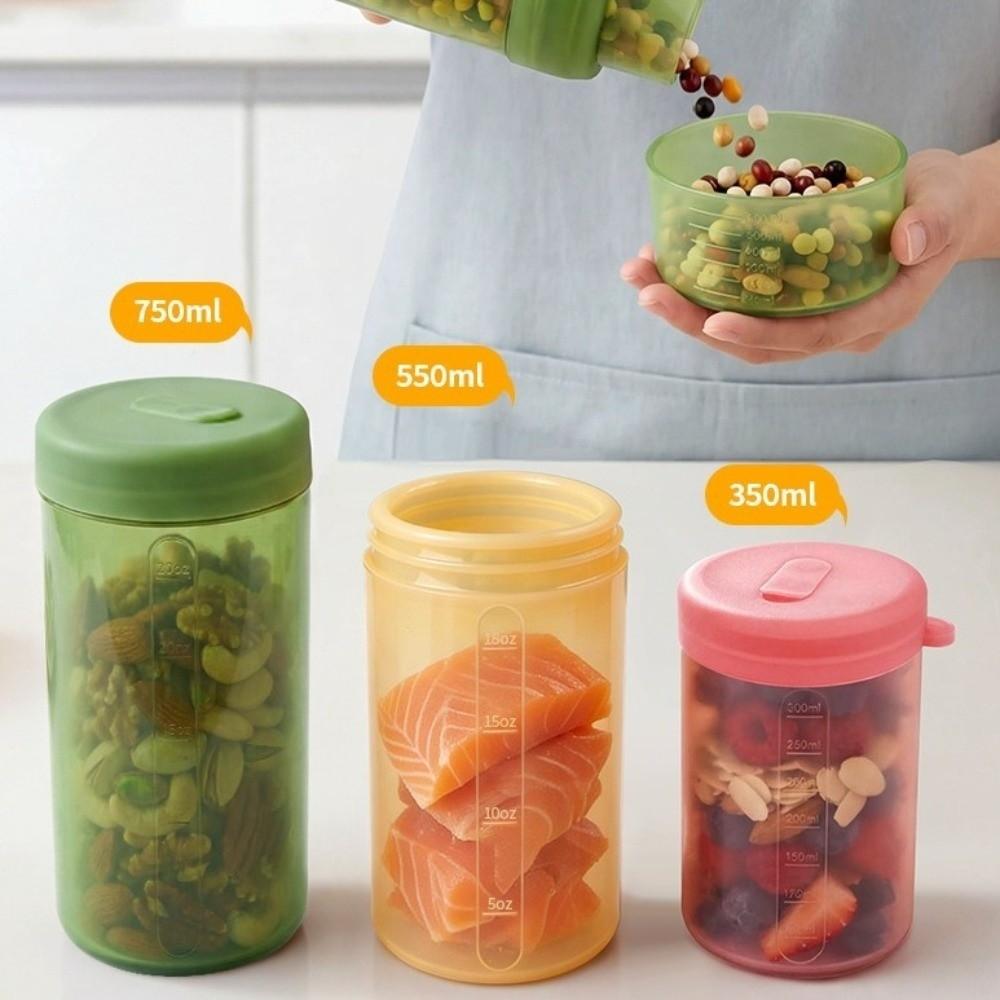 Leak-Proof Food Storage Cup Silicone with Scale Sealing Canister Detachable Lid Airtight Seal Oat Cup Refrigerator Storage