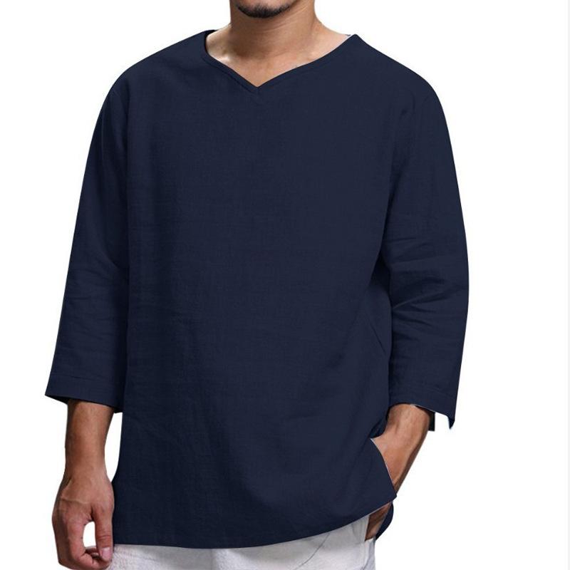 Fogn Trade Autumn New Men's Pullover Solid Color Casual Loose Pullover T-shirt Loose Versatile Pullover Shirt