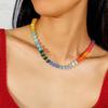 Handmade Natural Stone Colorful Beaded Clavicle Necklace Beach Vacation Style