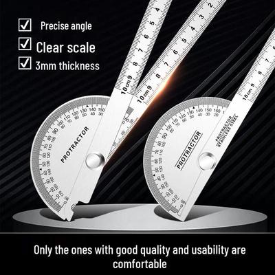 Multi-Functional Double-Arm Protractor & Stainless Steel Angle Gauge - Woodworking Square & Measuring Angle Tool.