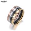 JeeMango 4 In 1 Colorful Gold Cubic Zirconia Rings Jewelry Titanium Steel Wedding Engagement Ring For Women Anneaux R18016