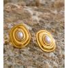 Yhpup High Quality Stainless Steel Pearl Round Stud Earrings Tarnish Resistant Metal Ladies Daily Wear Fashion Jewelry Wholesale