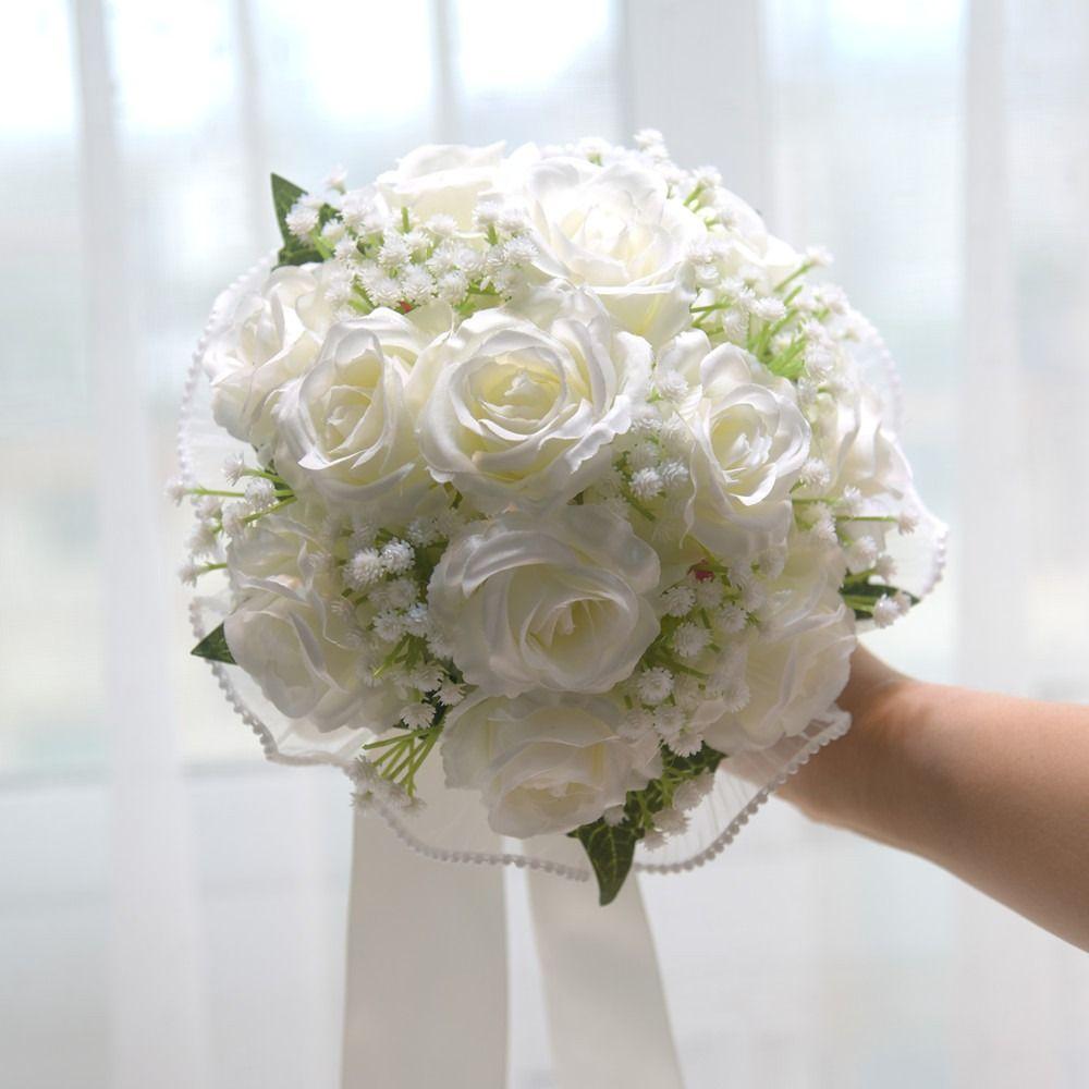 Exquisite Bridal Bouquet Baby's Breath White Rose Bouquet Bride Accessories
