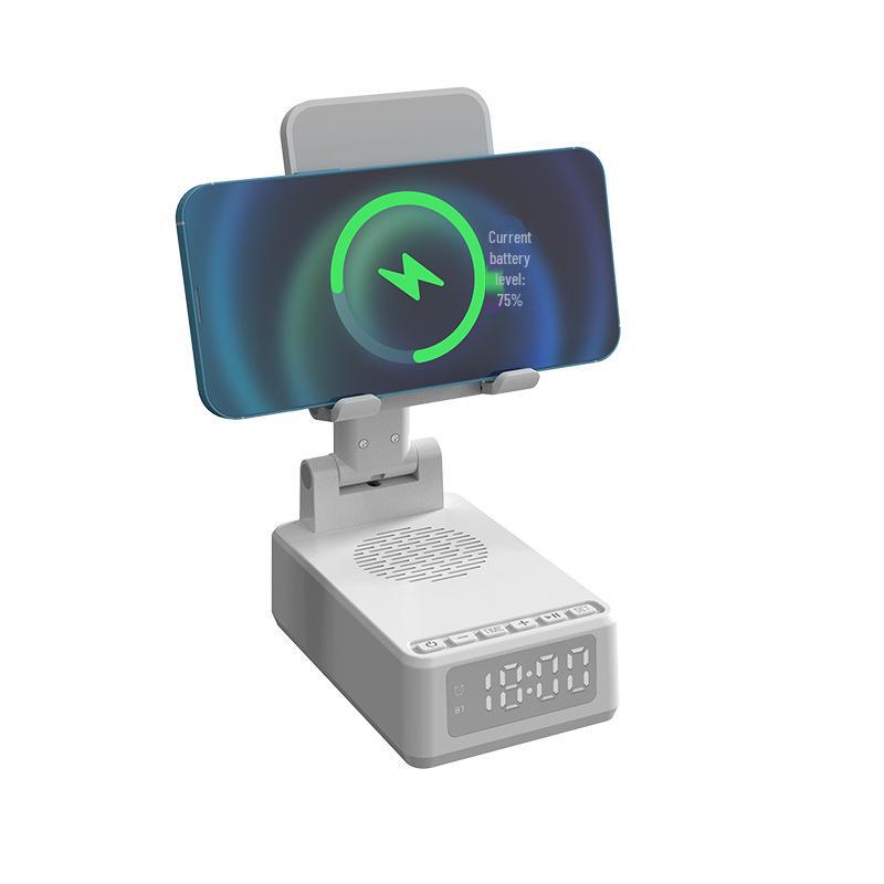 Multifunctional Vertical Folding 3-in-1 Wireless Charger with Speaker and Phone Holder for Apple 15W Fast Charging.
