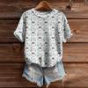 Women's Cute Sweater Knitted Fashion Casual Round-neck Short-sleeved  Cozy Print Top