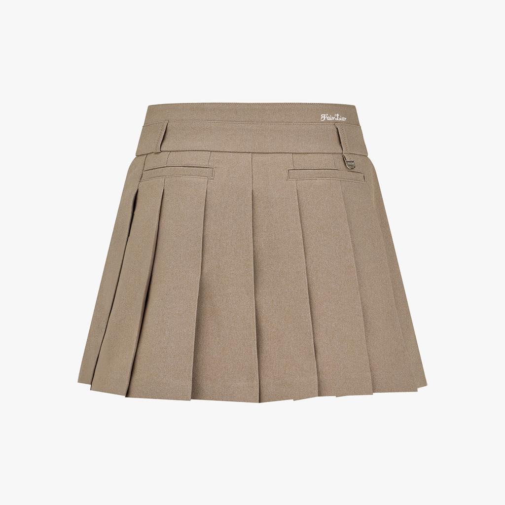 FAIRLIAR GOLF A-Line Pleated Skirt (Beige)