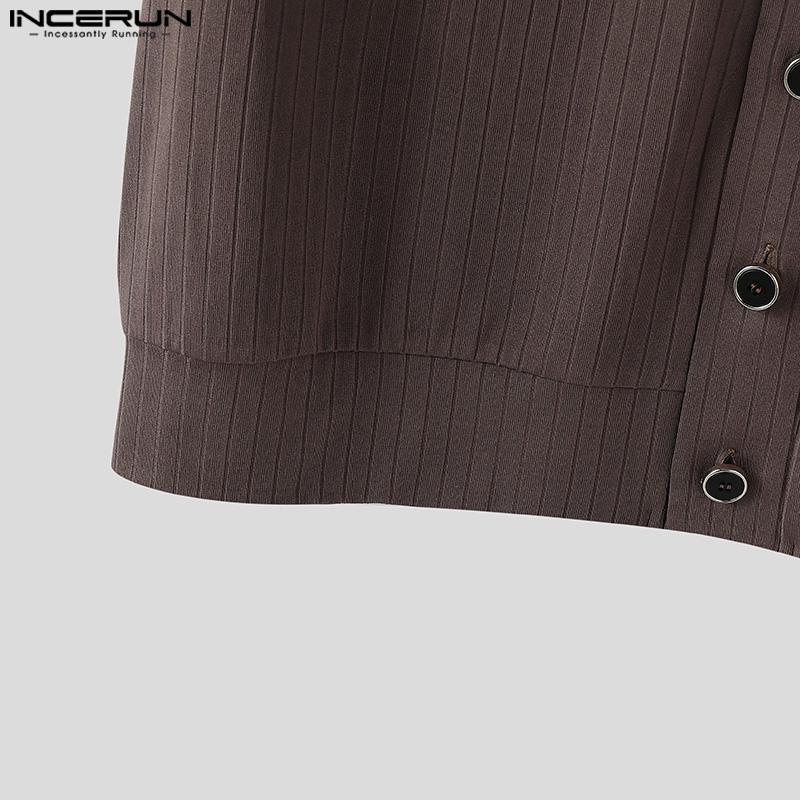 INCERUN Men Shirts Casual Collarless Short Sleeve Buttons Up Tops