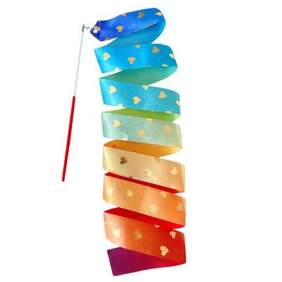 2M Rhythmic Gymnastics Ribbon Vibrant Color Soft Smooth Flexible Dancer Wand Twirling Dance Streamer Colorful Love Gradient