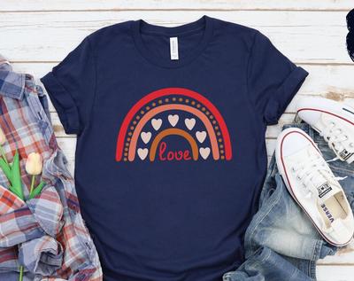 Love Rainbow Hearts T-Shirt and Kids Tshirt, Valentine's Day Graphic Tee, Unisex Fit
