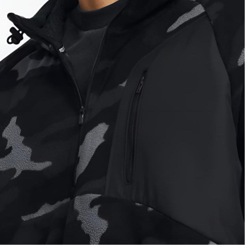 Under Armour Microfleece Printed Hoodie Camouflage Print Zip Pocket Long Sleeve Sweatshirt Men hoodies Black 1378982-001