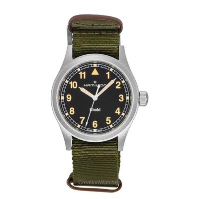 Khaki Field Textilarmband Schwarzes Zifferblatt Quarz H69401930 Unisex-Uhr