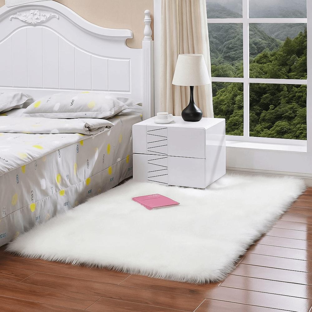 Simple Faux Fur Rug Shaggy Imitation Wool Mat Table Cover Fluffy Carpet  Living Room