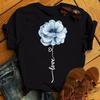 New Fashion Women Black T Shirt Friends Gift Flower Love Print Cute Tee Shirt Female Harajuku Tops Woman Short Sleeve T -Shirts