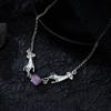Retro Magic Hand Irregular Purple Crystal Necklace for Women Mystic Witch Holiday Party Zircon Gift Accessories Girls Necklace