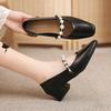 Sweet Leisure Pumps Female Slip on Square Mid Heels Square Toe Women Shoes Solid String Bead Pearl Mary Jane Shoes Woman