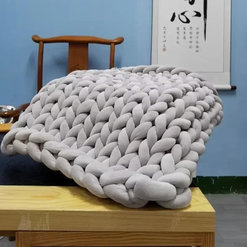 DIY New Super Soft Crystal Filling Cotton Velvet Thick Bulky Chunky Yarn Hand Knitting Arm Woven Thread Basket Blanket Carpet