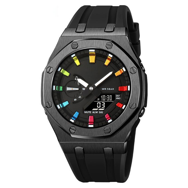 Multifunctional Double Time Synchronous Display Digital Watch Fashion Sport Electronic Waterproof Luxury Adult Student Watches dual time watch