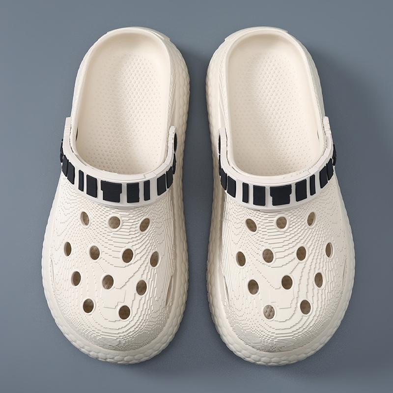 Hole Shoes Men's Summer Outer Wear Heightening Wear-resistant Non-slip Bag Head Drag EV Deodorant Breathable Fashion Sandals