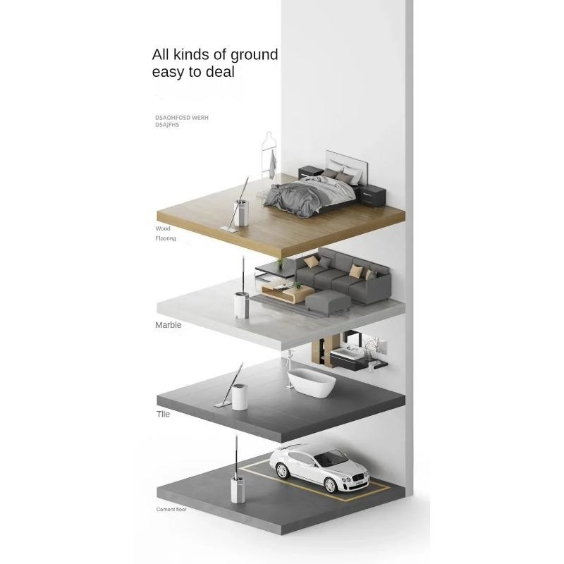 1SET Mop pentru podea cu găleată Mop îngroșat, umed și uscat, leneș plat, pânză din microfibră, stoarce, mopuri de bucătărie, baie, curățarea podelei