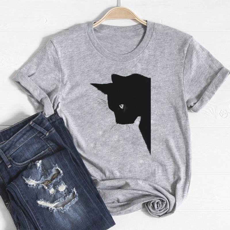 

Футболка с домашним животным и котом, модная футболка, одежда 90-х годов, милый милый стиль, повседневная женская футболка с коротким рукавом и принтом, женская женская футболка с графикой XXL
