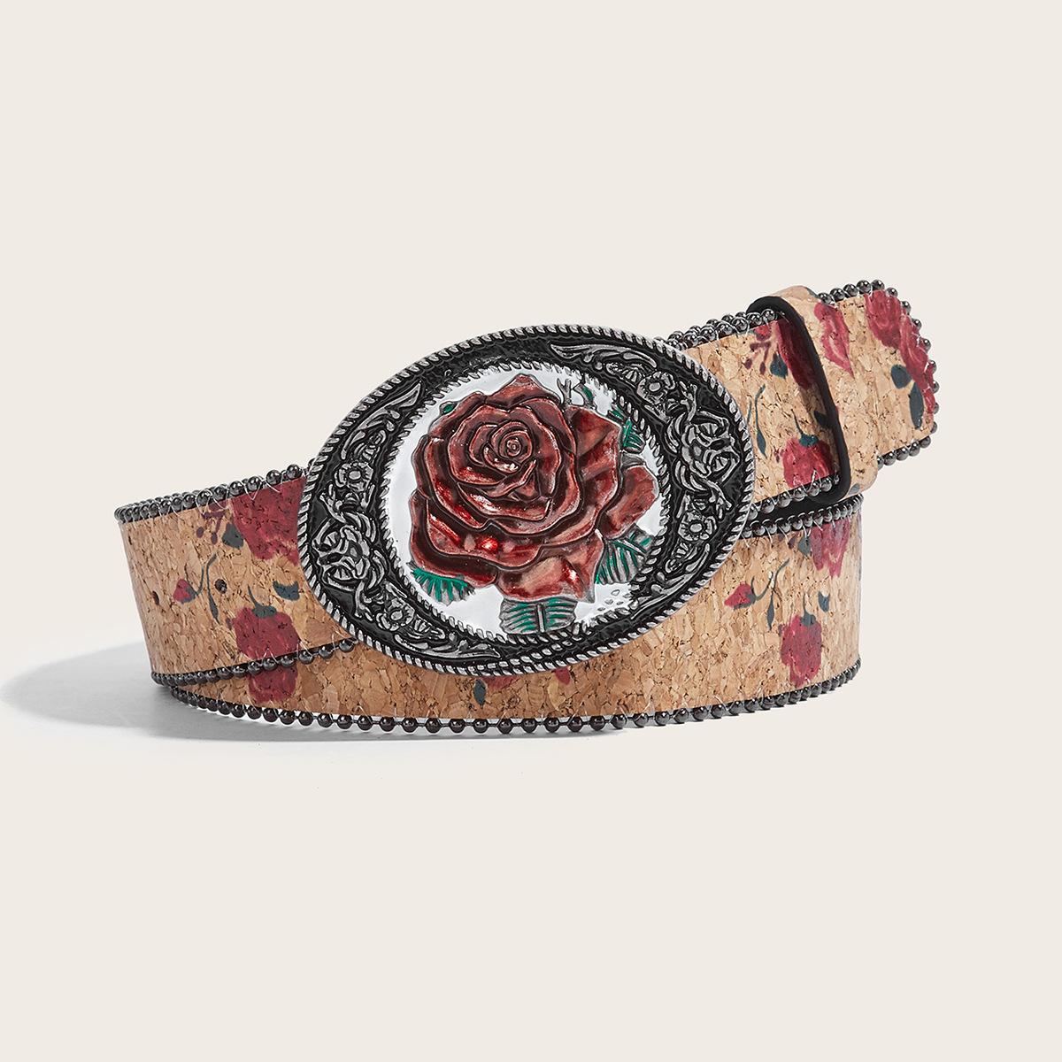 

Винтажный дизайн розы Sense Niche Ladies Belt Accessories Jeans Print Belt Width 3.8cm Length 122cm